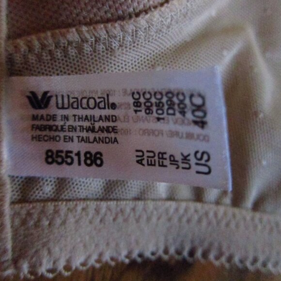 Wacoal Beige Retro Chic Sheer Lace Unlined Underwire Bra size 40C - Picture 7 of 7